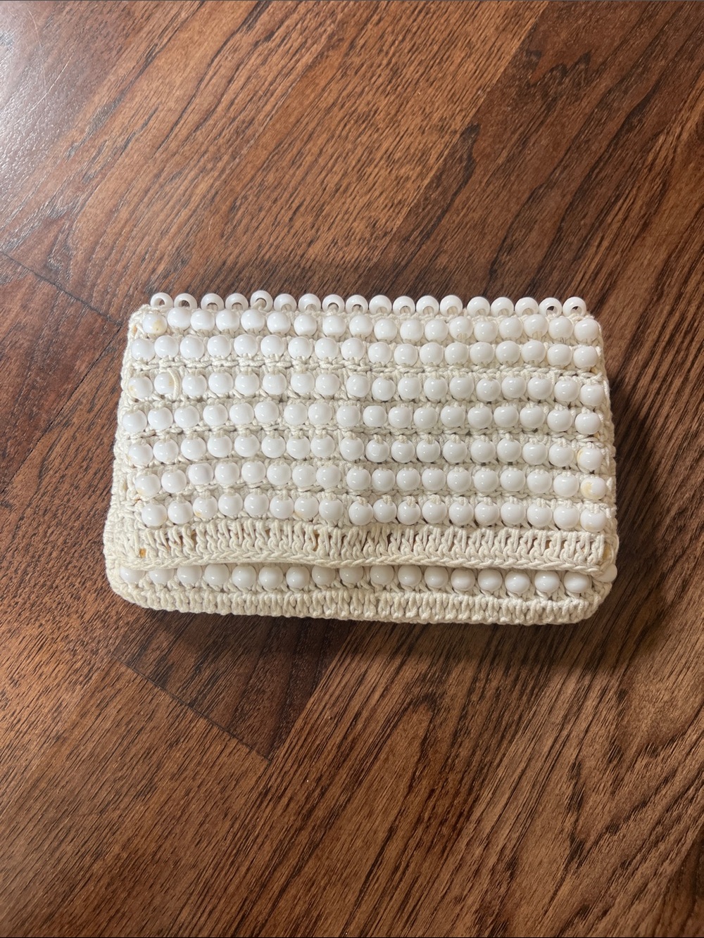 By Anthropologie Beaded Crochet Clutch – Ivory/White